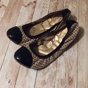 Navy & Tan Polka Dot Flats Dexlex Comfort